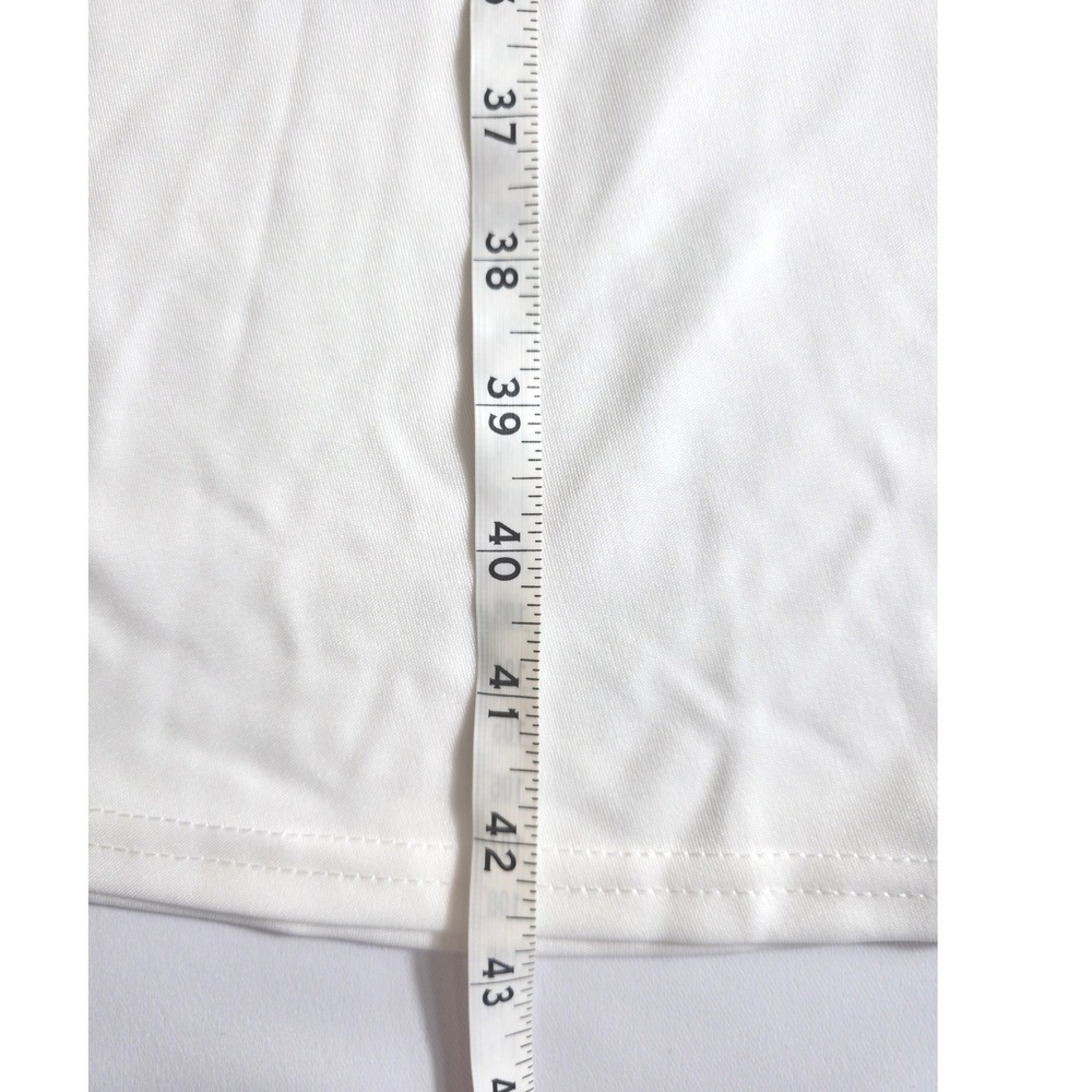 NWT Elesol White Midi Dress L Short Sleeve Flowy Skater Casual Stretch - Picture 7 of 10
